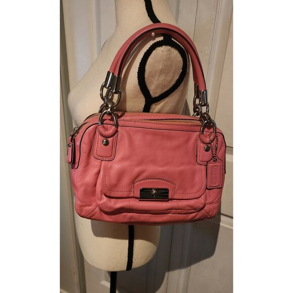 Rare COACH Pink Leather KRISTIN Large Top Zip HOBO ShoulderBag Purse HtF VguC - Picture 1 of 10